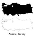 Ankara, Turkey. Detailed Country Map with Location Pin on Capital City