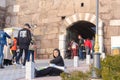 Ankara/Turkey-February 02 2019: Street musician performs in the entrance of Ankara Castle