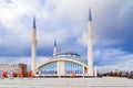 Ankara / Turkey - January 27 2019: Ahmet Hamdi Akseki Mosque in a different design unlike classical mosque architecture in Turkey