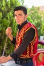 Ankara/Turkey-July 06 2019: Famous Turkish ice cream seller selling on a street