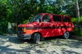 Ankara/Turkey- July 05 2020: Red colored American old vehicle Ford Transit Royalty Free Stock Photo