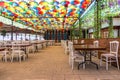 Picturesque cafe with colorful umbrellas in Ankara, Turkey Royalty Free Stock Photo