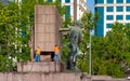 Ankara/Turkey - June 07 2020: Workers wash monument around Guven Park in Kizilay Square, Ankara, Turkey