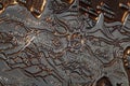 Macro detail of bas-relief metal map of Cyprus