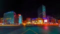 Ankara/Turkey-March 10 2019:  Panoramic view of Kizilay square and skyscraper in the night Royalty Free Stock Photo