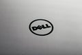 Close up Dell logo on  textured metal surface Royalty Free Stock Photo