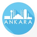 Ankara Turkey Round Icon Vector Art Flat Shadow Design Skyline City Silhouette Template Logo Royalty Free Stock Photo