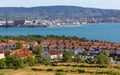 Ankaran and the Koper Seaport in the Background Royalty Free Stock Photo