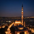 ankaya, Ankara, Turkey - 19.02. Ankara Kocatepe Mosque and Ankara night view with long exposure made with Generative AI