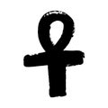 The ankh egyptian cross. Vector illustration. Antique black ankh egyptian religious grunge symbol. The ancient Egyptians used the