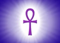 Ankh Hieroglyph With Light Rays On Violet Background Royalty Free Stock Photo