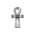 Ankh, Key of Life, vector illustration in engraving style. Vintage pastiche of mystical symbol. Sketch of esoteric sign.