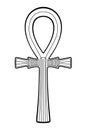 Ankh sign, cross with handle and ancient Egyptian hieroglyphic symbol