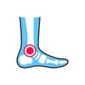Ankle arthritis line color icon. Inflammation joint. Sign for web page, mobile app, button, logo. Editable stroke
