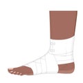 An Ankle with Elastic bandage_Lateral view of Aframerican human Royalty Free Stock Photo