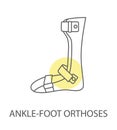 Ankle-foot orthosis linear icon. Vector illustration