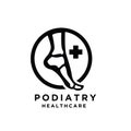 Ankle foot podiatry vector line logo icon illustration design