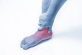 Ankle injury in humans .ankle pain,joint pains people medical, mono tone highlight at ankle