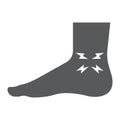 Ankle pain glyph icon, body and pain, leg injure sign, vector graphics, a solid pattern on a white background. Royalty Free Stock Photo