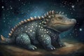 An Ankylosaurus covered in stars and moons. AI generation