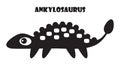 Ankylosaurus . Cute dinosaurs cartoon characters . Silhouette black isolated color Royalty Free Stock Photo