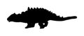 Ankylosaurus vector silhouette isolated on white. Dinosaurs symbol. Jurassic era. Dino sign. Big lizard dragon.