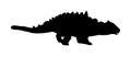 Ankylosaurus vector silhouette isolated on white background. Dinosaurs symbol. Jurassic era. Dino sign. Big lizard dragon.