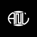 ANL abstract monogram circle logo design on black background. ANL Unique creative initials letter logo Royalty Free Stock Photo