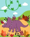 Cute dinosaur in the forest.