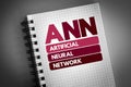 ANN - Artificial Neural Network acronym on notepad, technology concept background