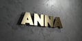 Anna - Gold sign mounted on glossy marble wall - 3D rendered royalty free stock illustration