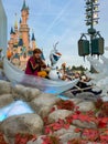 Anna and Olaf in the Frozen float