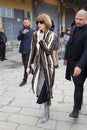 Anna Wintour, American Vogue editor in chief poses for photographers before Gucci fashion show, Milan Fashion