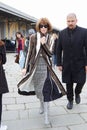 Anna Wintour, American Vogue editor in chief poses for photographers before Gucci fashion show, Milan Fashion