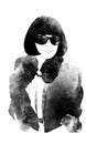 Anna wintour illustration black and white Royalty Free Stock Photo