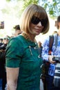 Anna Wintour poses for photographers before Fendi show during Milan Fashion Week Day 2, Spring / Summer 2016