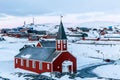Annaassisitta Oqaluffia, church of our Saviour in Historical center of Nuuk, Greenland Royalty Free Stock Photo