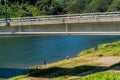 Men fishing under bridge Royalty Free Stock Photo