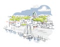 Annapolis Maryland usa America vector sketch city illustration line art Royalty Free Stock Photo