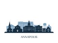 Annapolis skyline, monochrome silhouette. Royalty Free Stock Photo