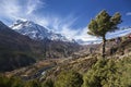 Annapurna Circuit Hiking Trekking Nepal Himalaya Mountains Landscape Blue Sky Scenic View Royalty Free Stock Photo