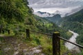 Annapurna nepal waterfall and stream on the trekking famous path trail Royalty Free Stock Photo