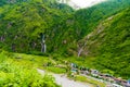 View over Marsyangdi river and Tal village on Annapurna circuit, Nepal Royalty Free Stock Photo