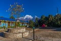 Annapurna and Machapuchare trek mountain lodge in Nepal Royalty Free Stock Photo