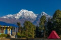 Annapurna and Machapuchare trek mountain lodge in Nepal Royalty Free Stock Photo