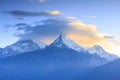 Annapurna mountain range with sunrise view from Poonhill, Nepal Royalty Free Stock Photo