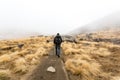 Annapurna, Nepal - November 09, 2018: Tourist going up on the way to Annapurna Base Camp, Himalayas, Annapurna Conservation Area