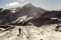 Annapurna, Nepal - November 16, 2015: Tourist going up on the way to Thorong La Pass 5416 m, Annapurna Trek, Himalayas, Nepal