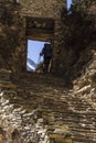 Annapurna, Nepal - November 9, 2015: Tourist going up on the way to Thorong La Pass, Annapurna Trek, Himalayas, Nepal