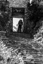 Annapurna, Nepal - November 9, 2015: Tourist going up on the way to Annapurna Trek, Himalayas, Nepal